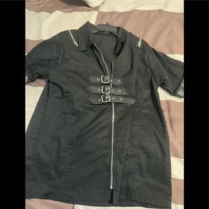 Black w pleather rock shirt sz large  NWT